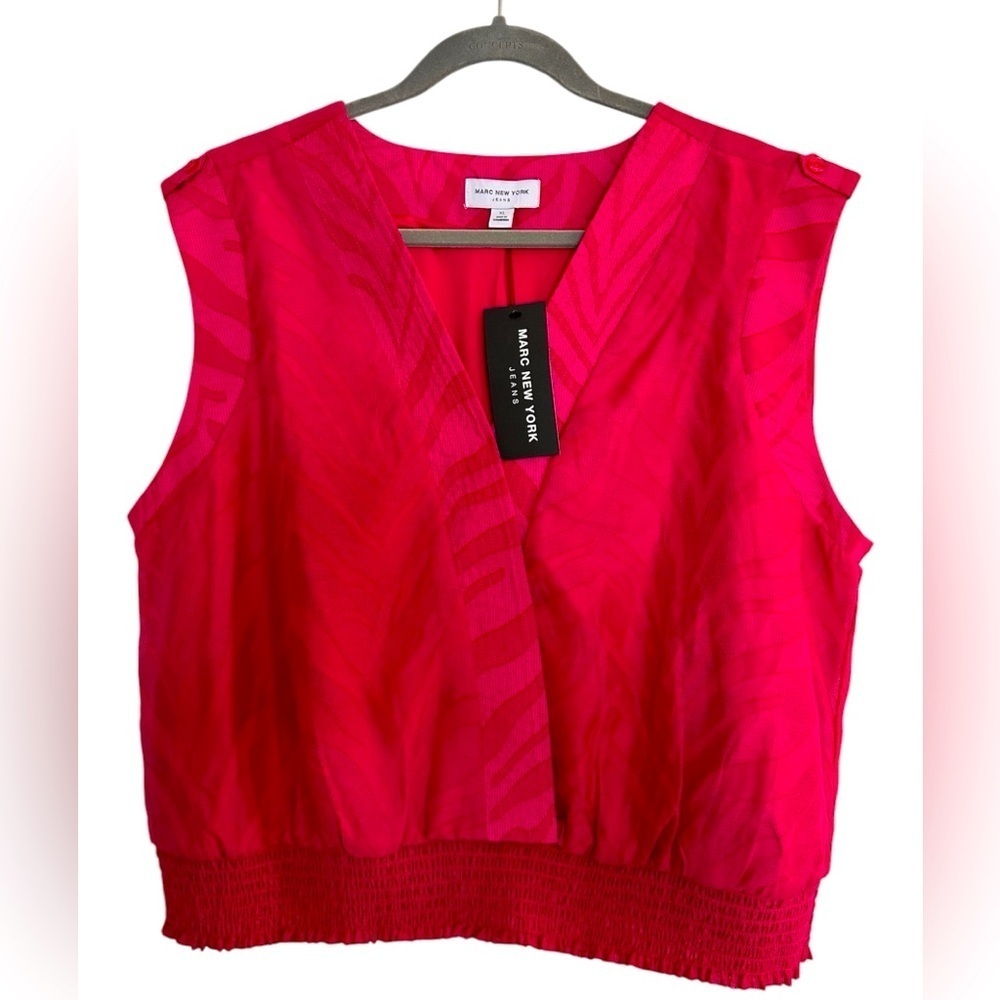 Marc New York Jeans Pink Peacock Sleeveless Blouse women’s XL NWT